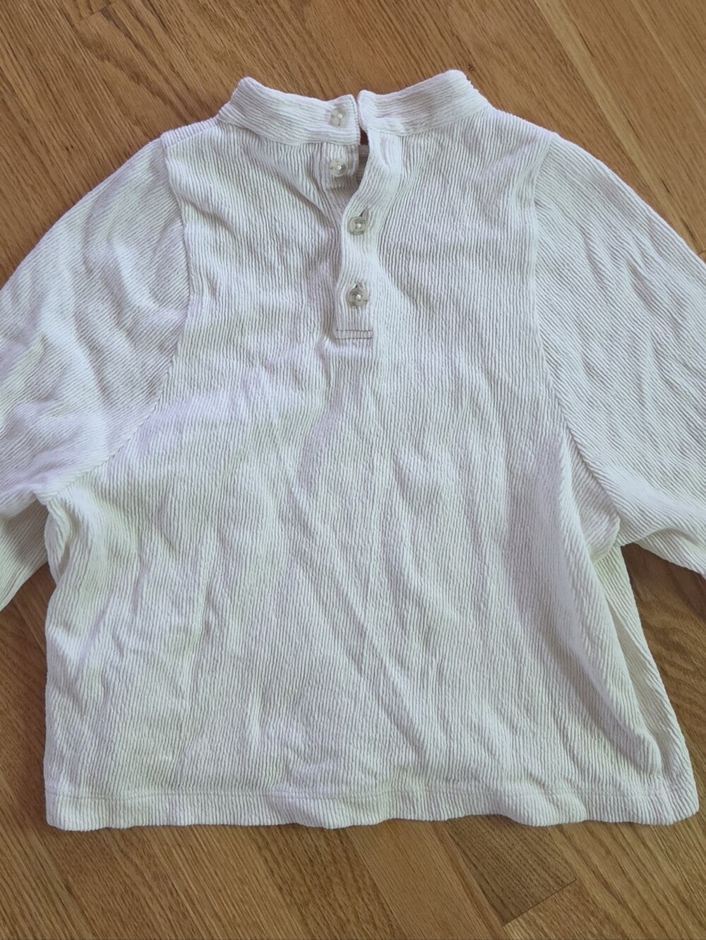 Madewell Texture & Thread Cream Ribbed Henley Mock Neck Top XS - Picture 4 of 6